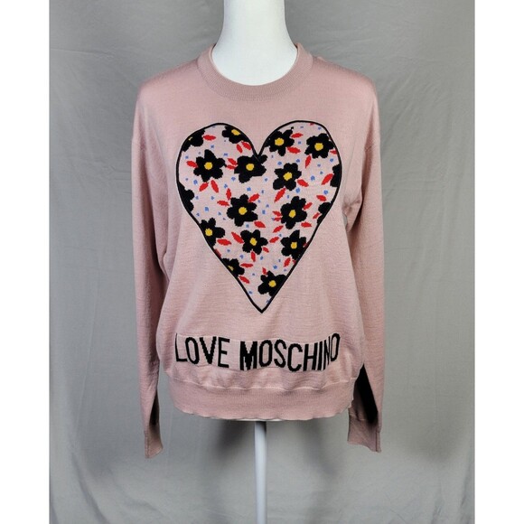 Love Moschino Intarsia-Knit Wool-Blend Sweater Womens Small...